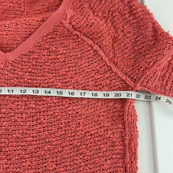 Free People Sweater M Songbird Orange Deep V-Neck Coastal Cowgirl Boho Casual - Picture 8 of 11